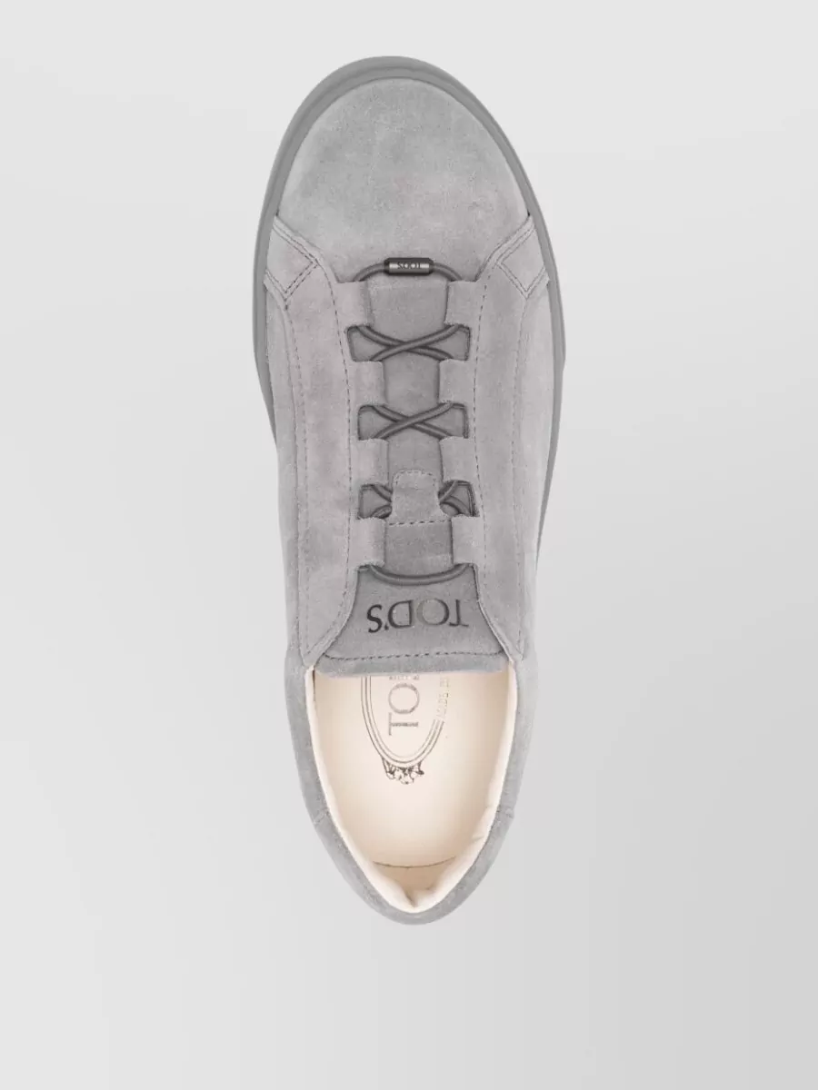 Tod's Leather Sneakers Round Toe Suede Rubber Sole