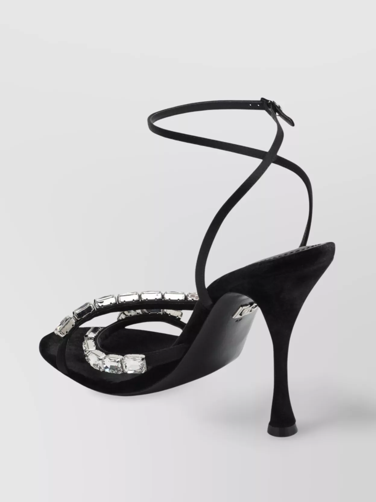 Dolce & Gabbana Sculpted Heel Stone-embellished Satin Sandal