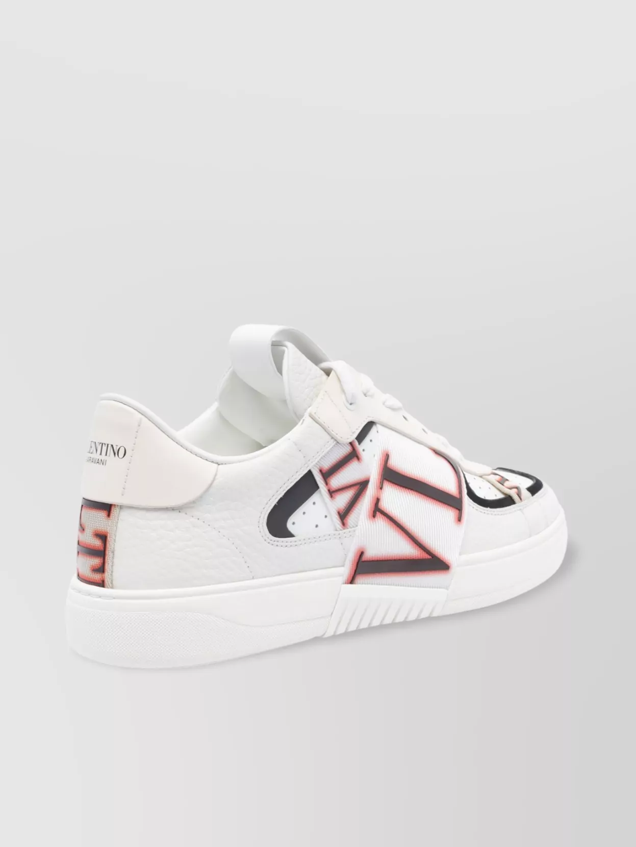 Valentino Garavani Low Top Leather Sneakers With Perforated Toe