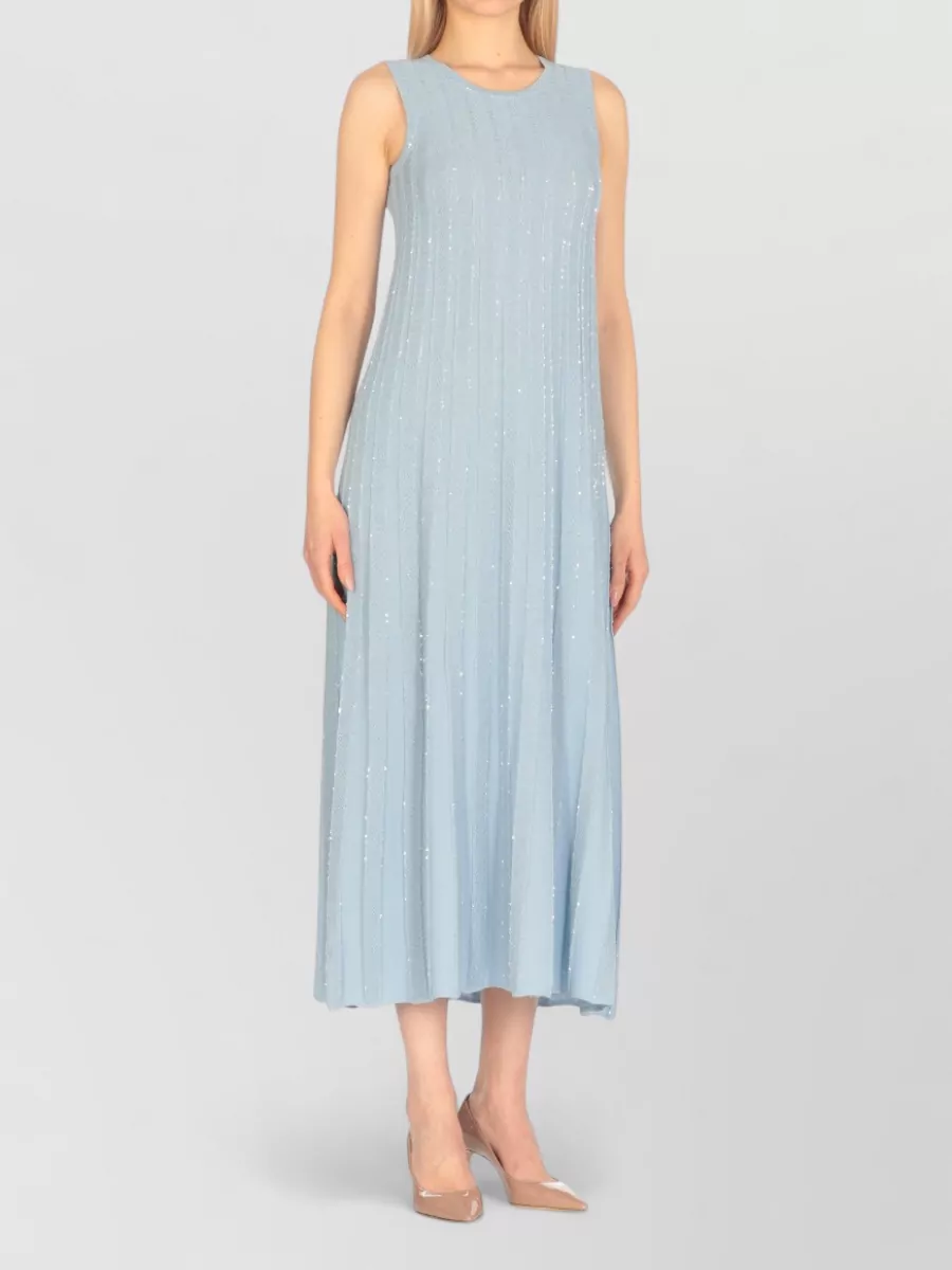 D.exterior Sequinned V-Neck Sleeveless Maxi Dress
