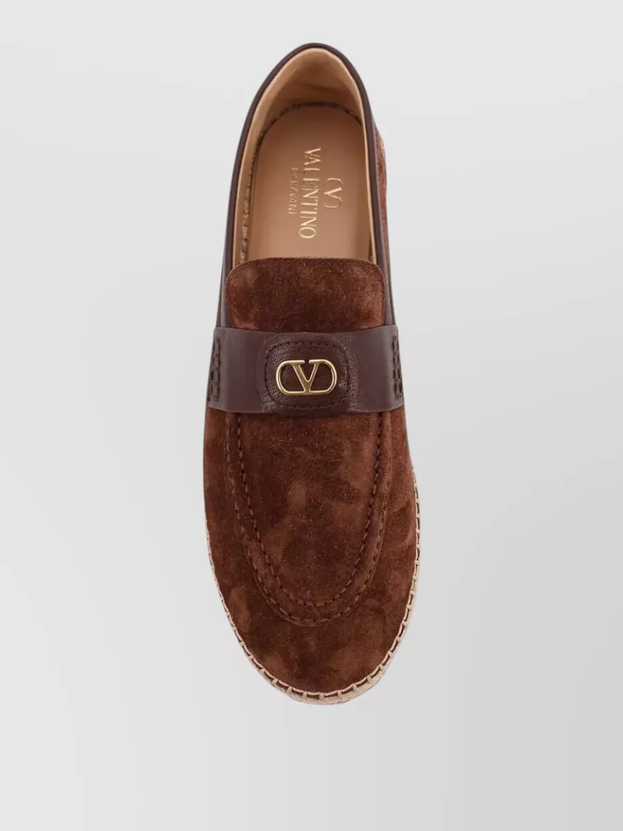 Valentino Garavani Vlogo Signature Suede Loafers Espadrille Sole