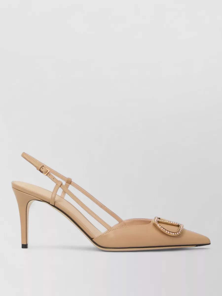 Valentino Garavani leather crystal embellished slingback pumps