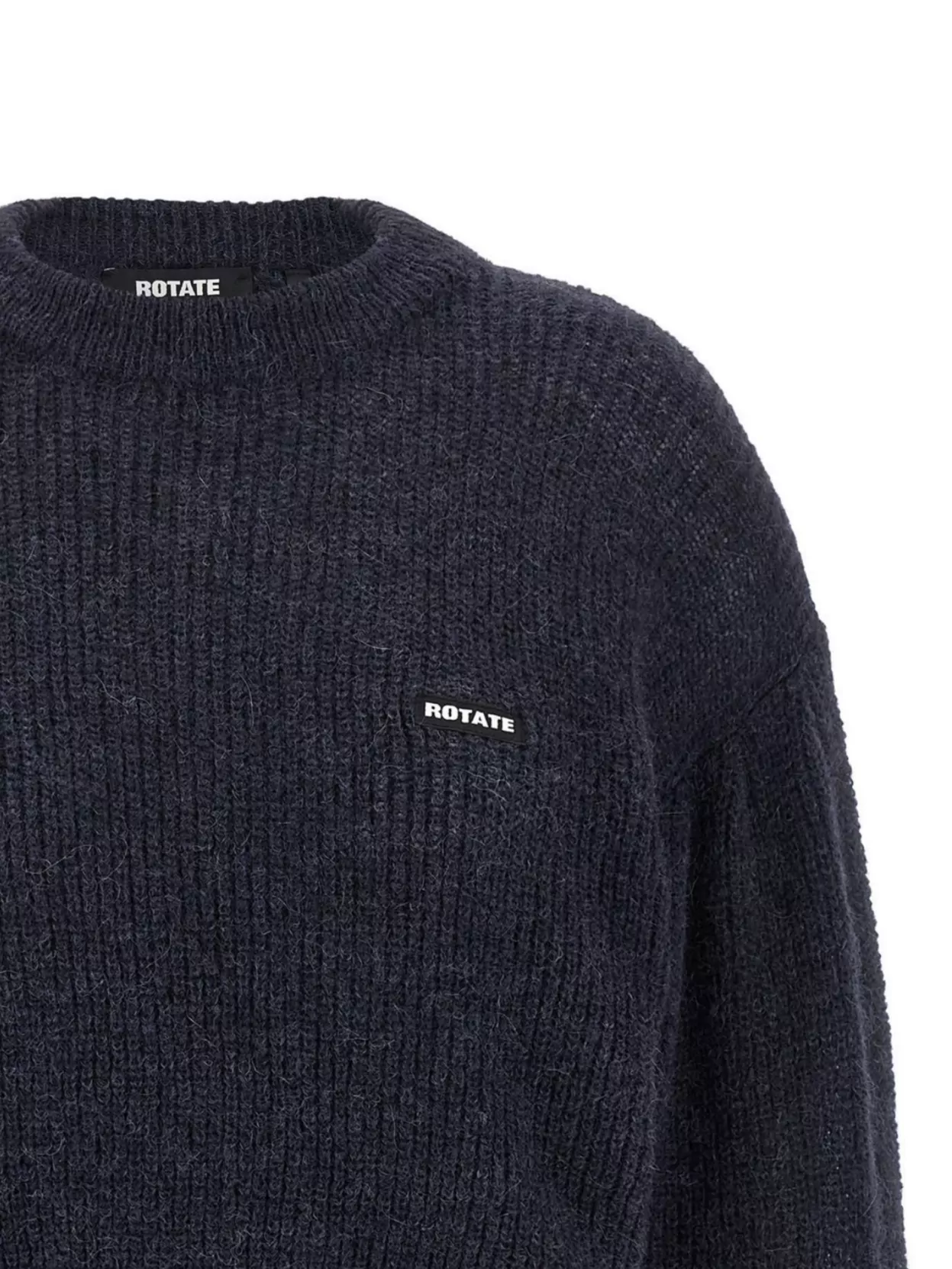 Rotate Birger Christensen Crew Neck Cropped Knit Puff Sweater