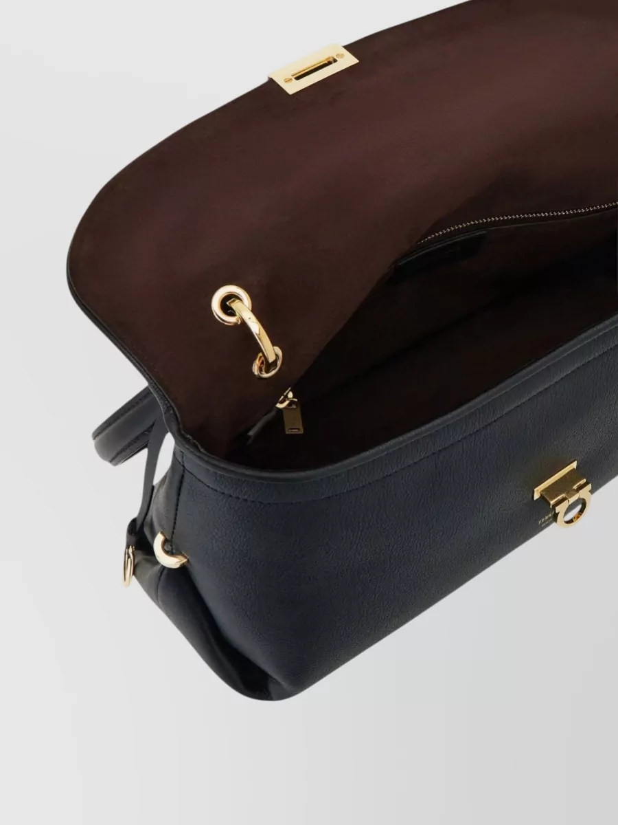Ferragamo Gancini Medium Leather Clutch Bag