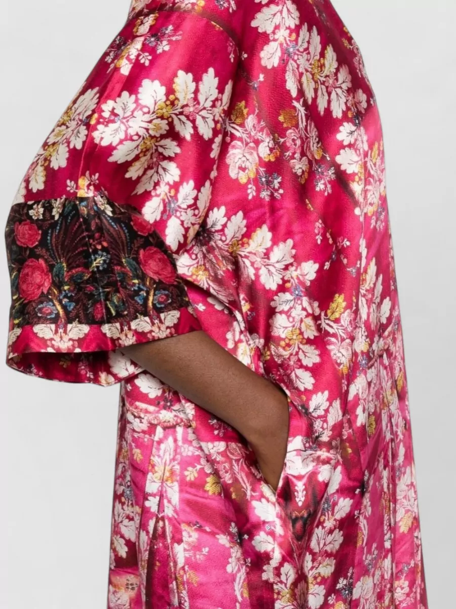 Pierre Louise Mascia Silk Floral-Print V-Neck Short-Sleeve Maxi Dress