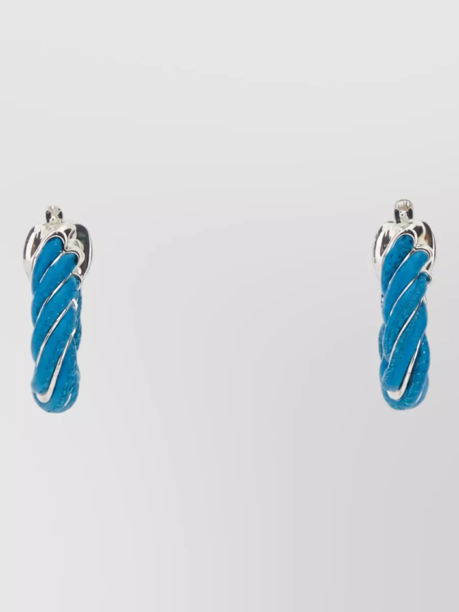 Bottega Veneta Silver Twisted Hoop Earrings