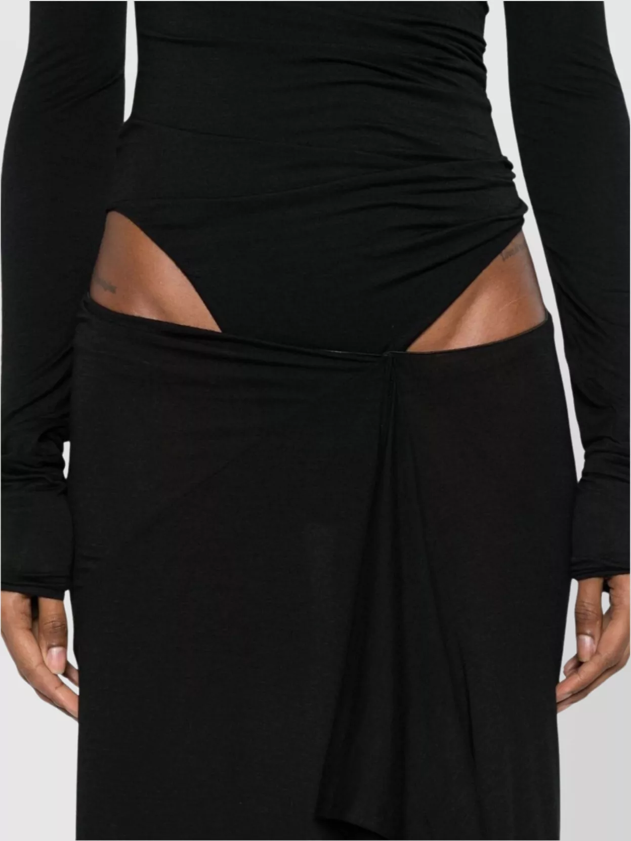 Attico Long Draped Jersey Dress With Pleats
