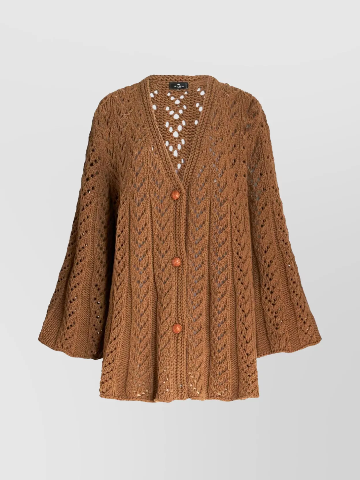 Shop Etro Printed Flared Hem Knit Cardi-coat In Beige