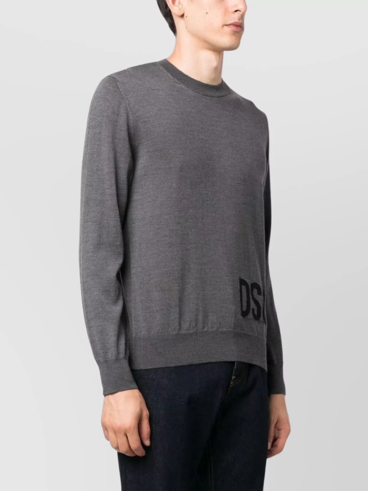 Dsquared2 Ribbed Hem Long Sleeve Crew Neck Sweater