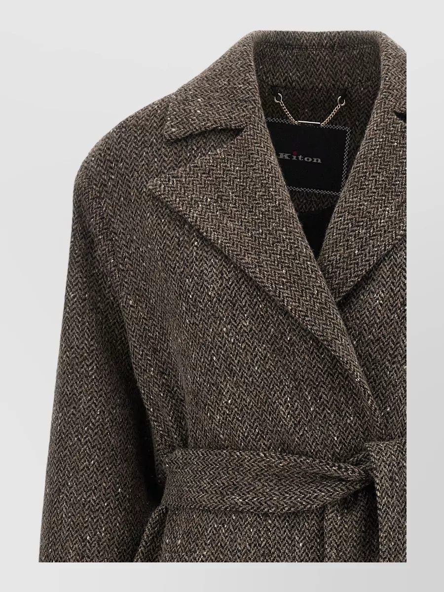 Kiton Wool chevron belted coat