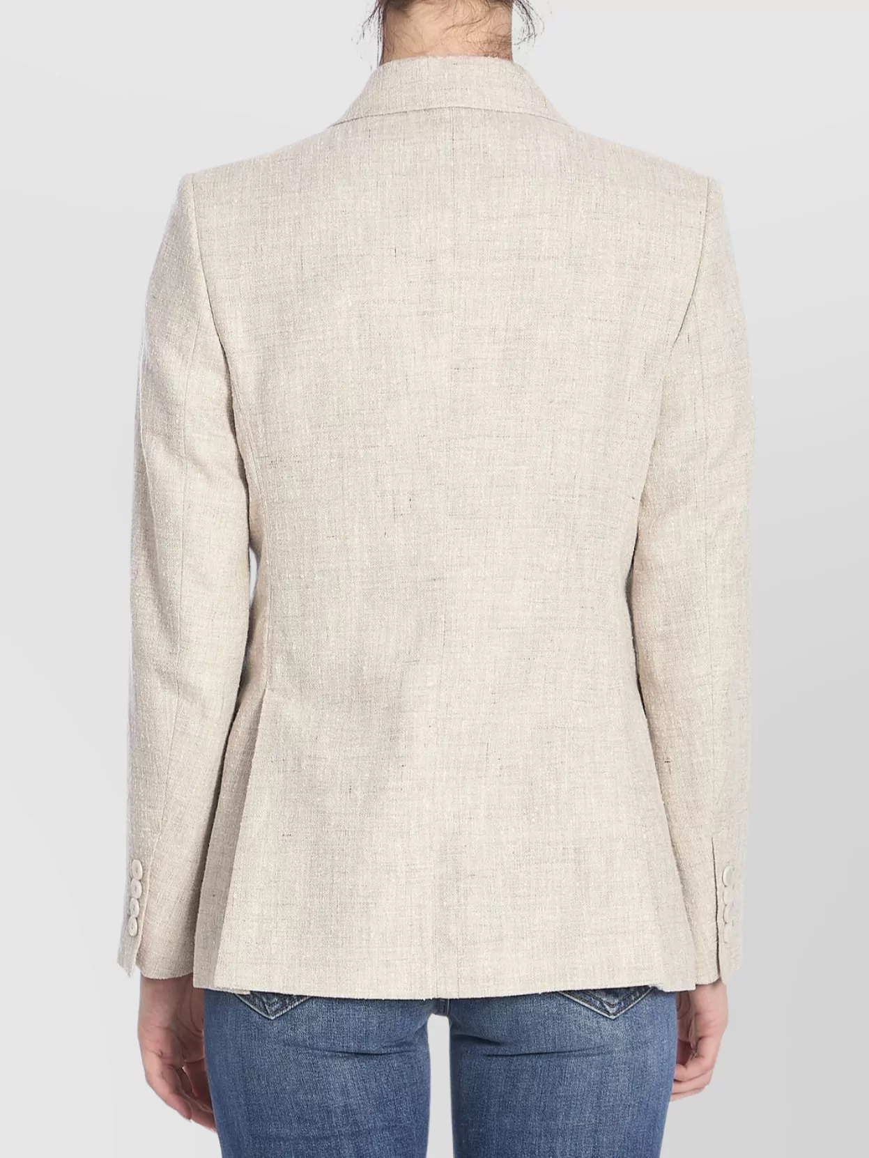 Max Mara Linen Blend Double-breasted Jacket With Chest Pocket