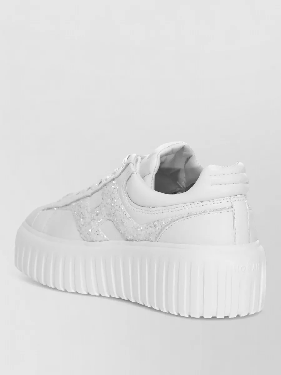Hogan Leather Glitter-Embellished Low-Top Sneakers