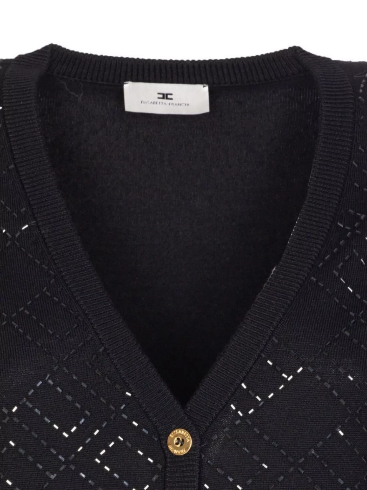Elisabetta Franchi V-Neck Textured Pattern Knitwear Cardigan