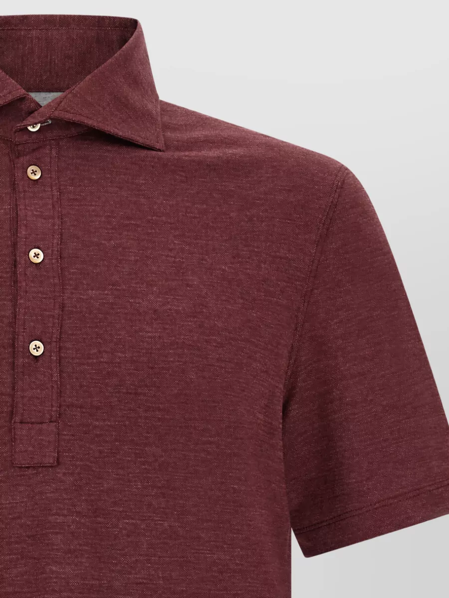 Brunello Cucinelli Wool Silk Cotton Piqué Short-Sleeve Polo Shirt