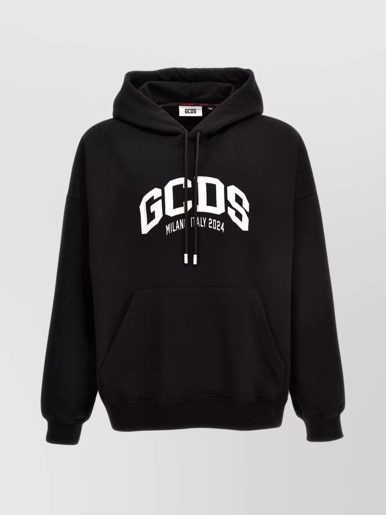 Shop Gcds Logo Embroidery Hoodie With Hood And Kangaroo Pocket
