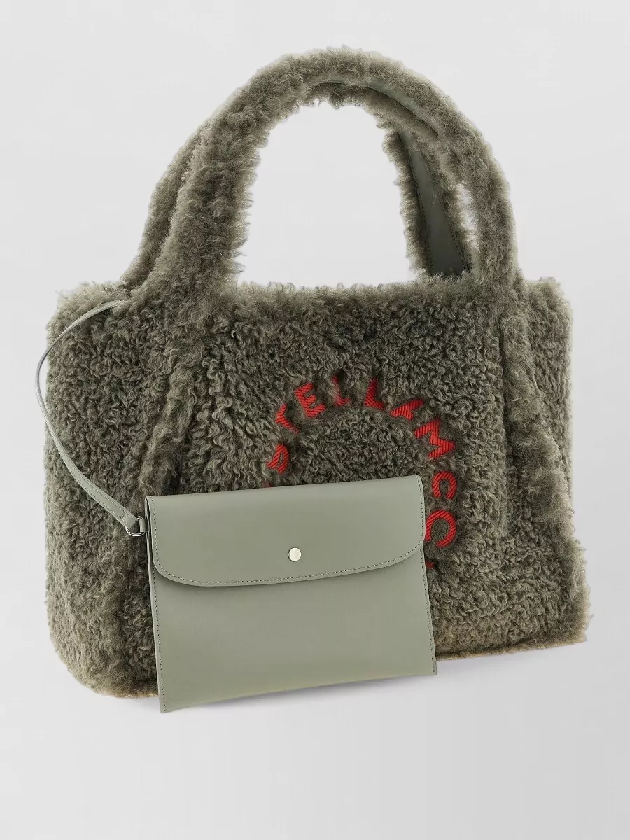 Stella Mccartney Stella Logo Shearling Tote Bag