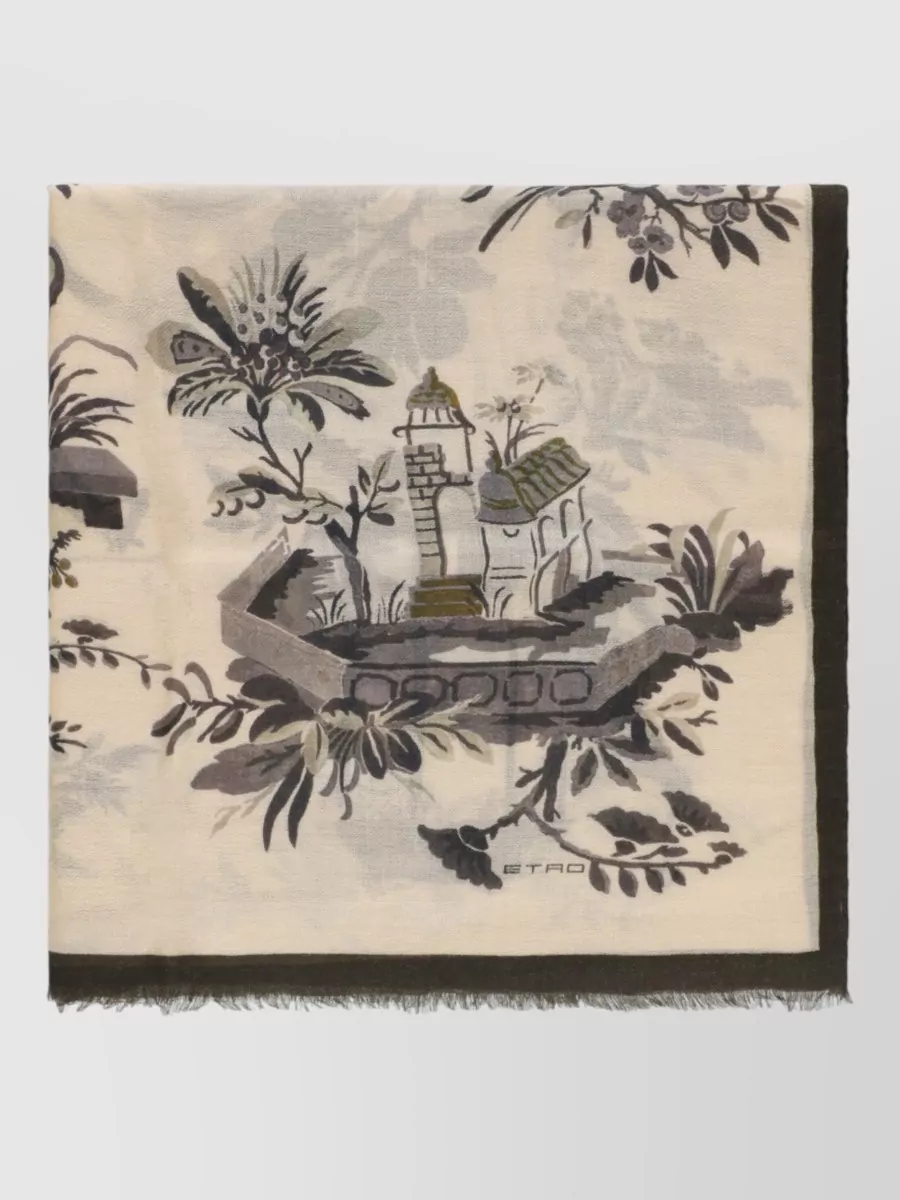 Etro Wool Cashmere Printed Scarf