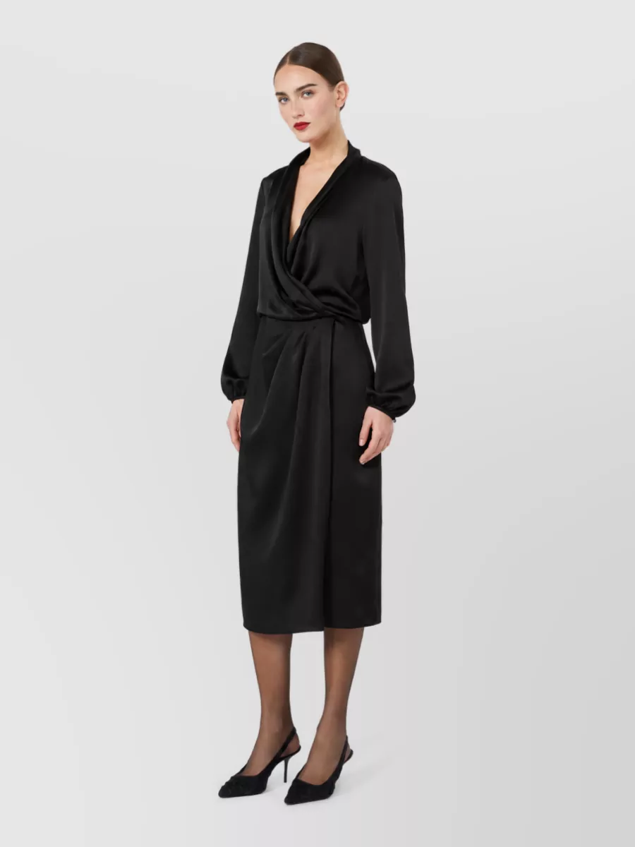 S Max Mara Draped V-Neck Midi Dress