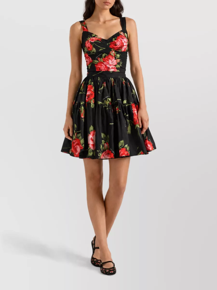 Dolce&Gabbana Floral-Print Cotton Mini Skirt