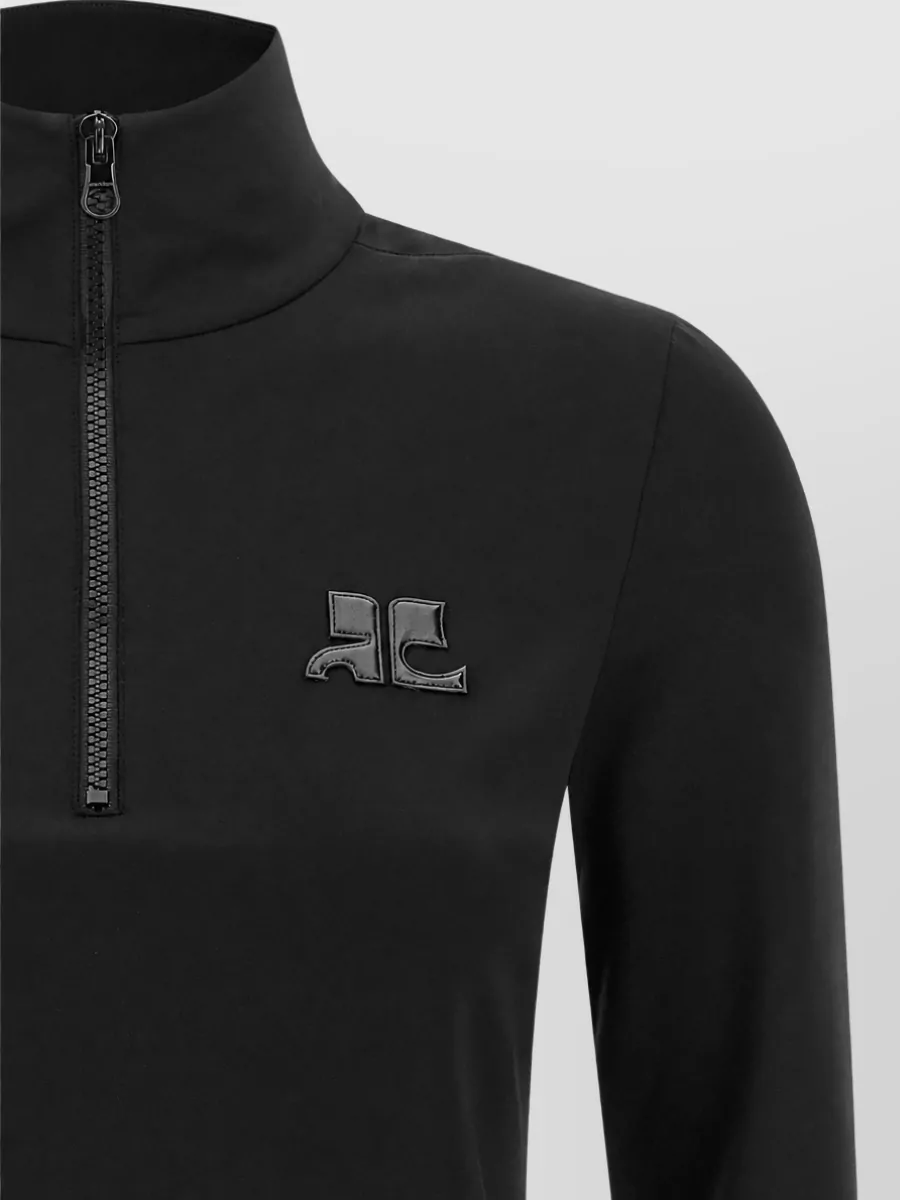 Courrèges High-Neck Long-Sleeve Technical-Jersey Fitted Jacket