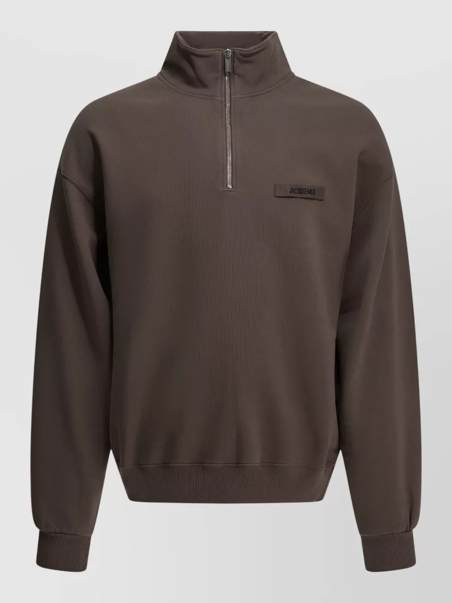 Jacquemus cotton hooded half zip sweatshirt