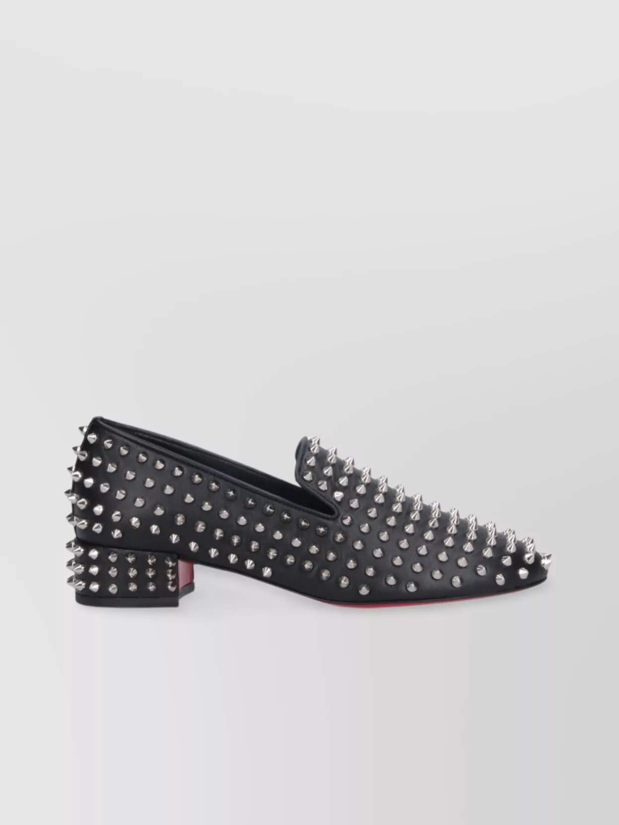 Christian Louboutin Heel Block Loafers With Studded Round Toe