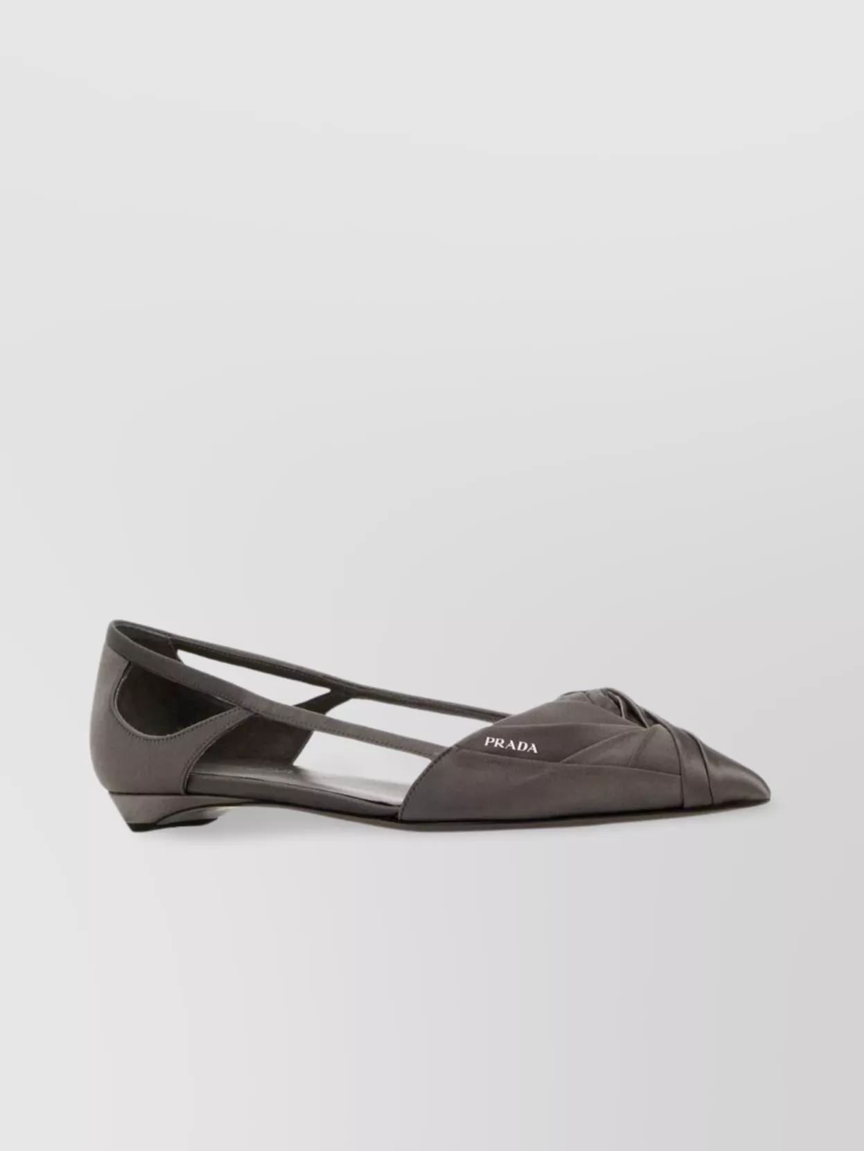 Prada Satin Ballerinas With Cut-out Design And Pointed Toe