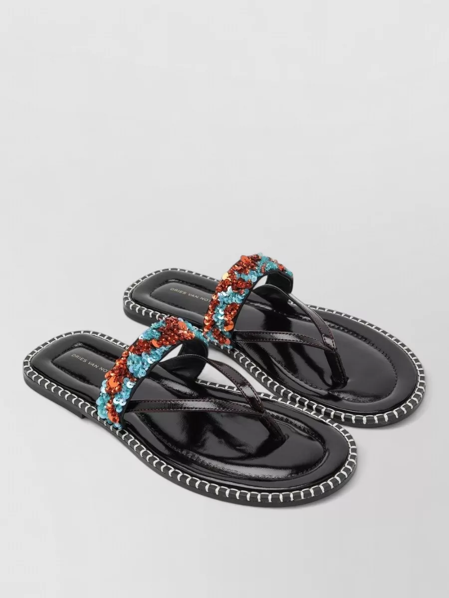 Dries Van Noten leather sequin thong sandals