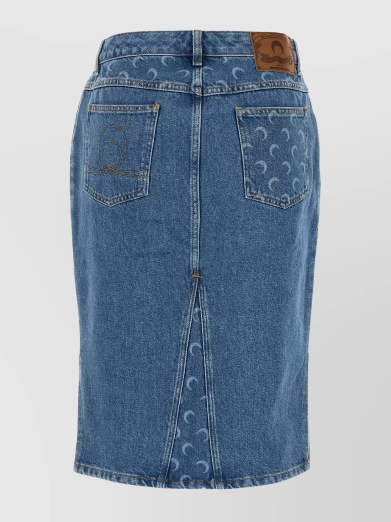 Marine Serre Denim Skirt Featuring Back Pockets And Belt Loops In Blue