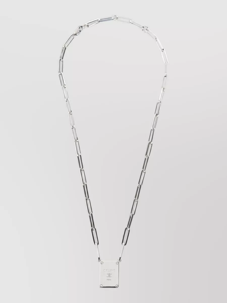 Celine Brass tag necklace