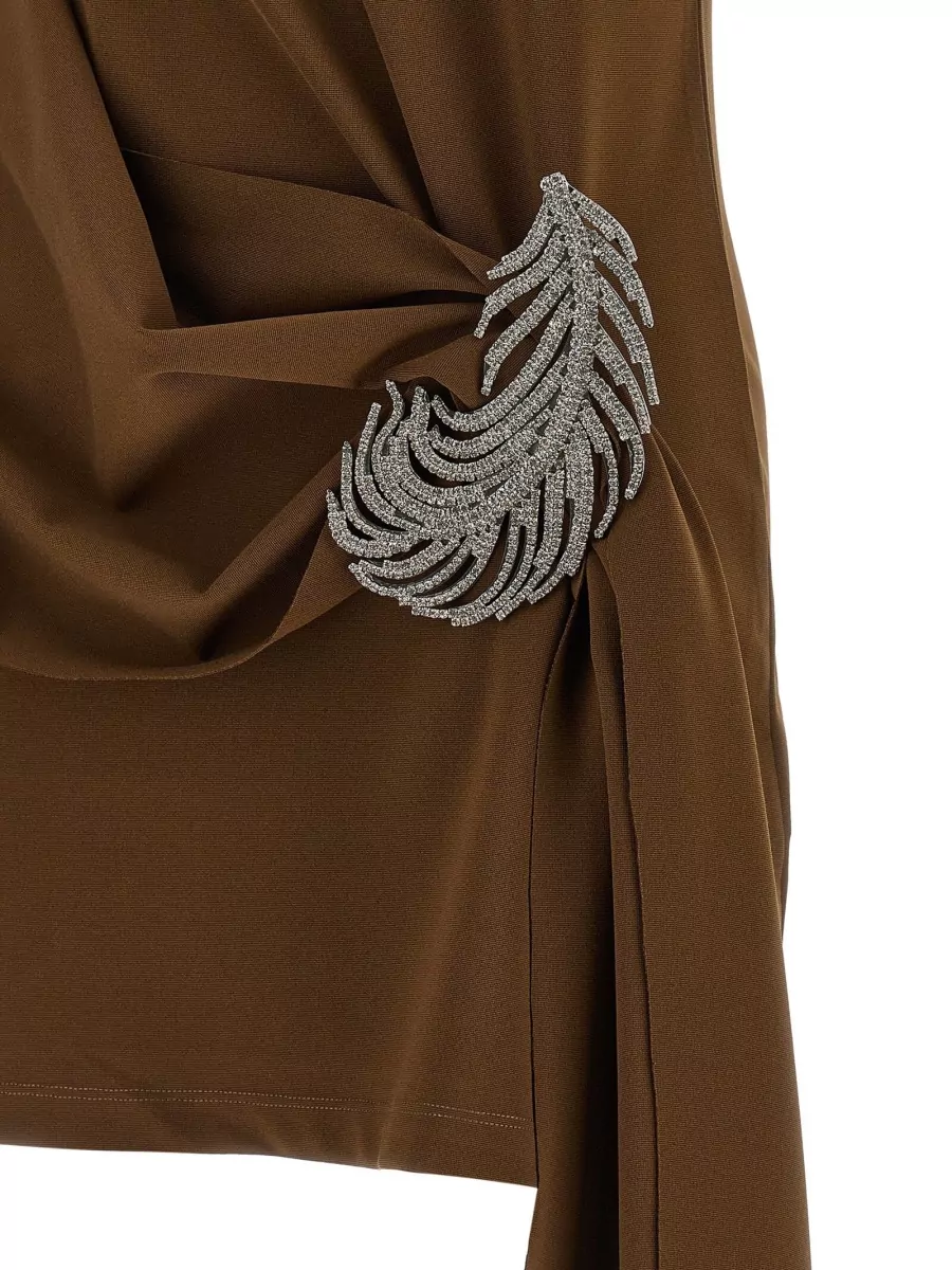 Giuseppe Di Morabito Dress Brooch Detail Short Sleeves Draped