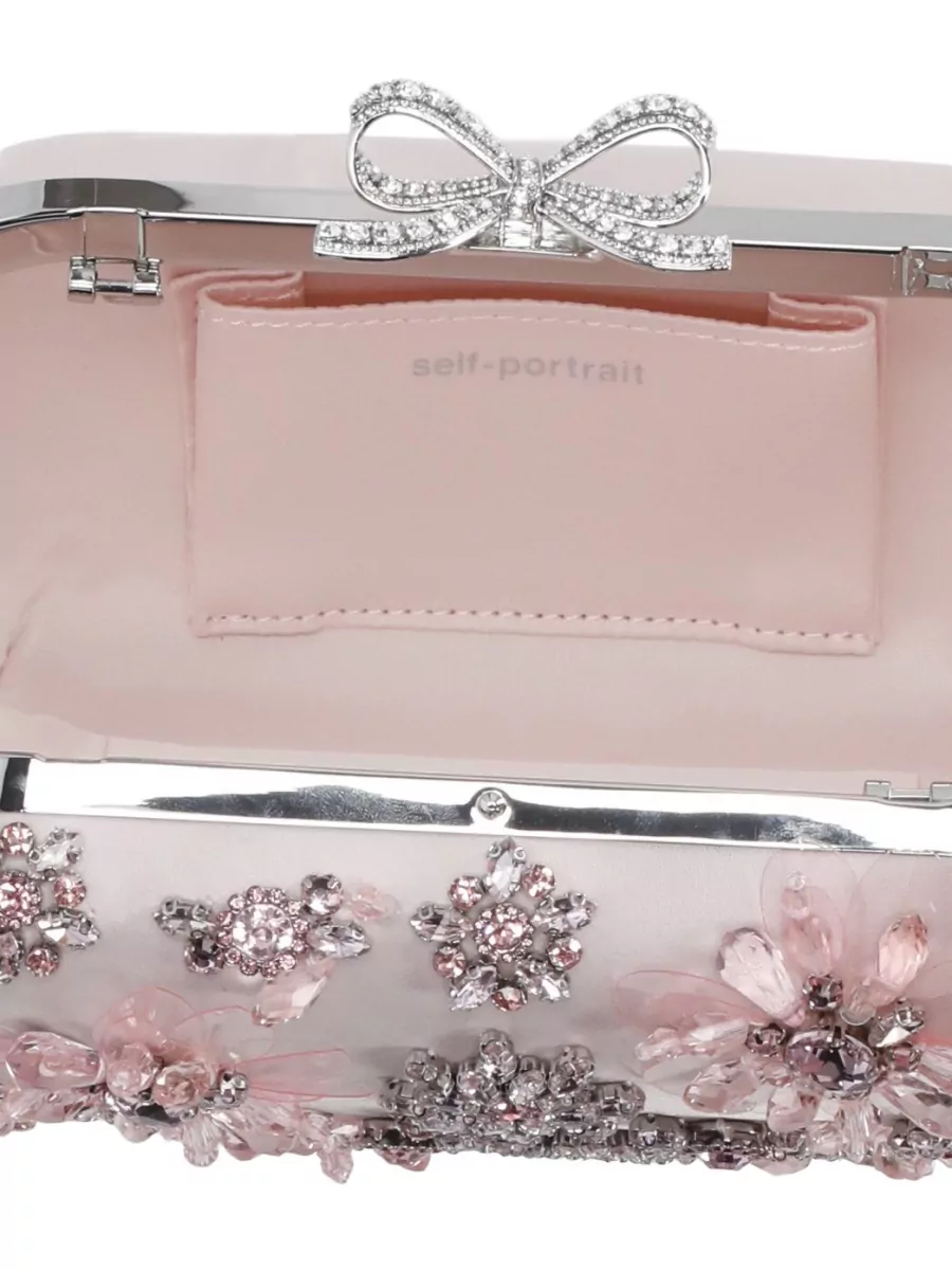 Self-Portrait The Bow Satin Clutch Bag