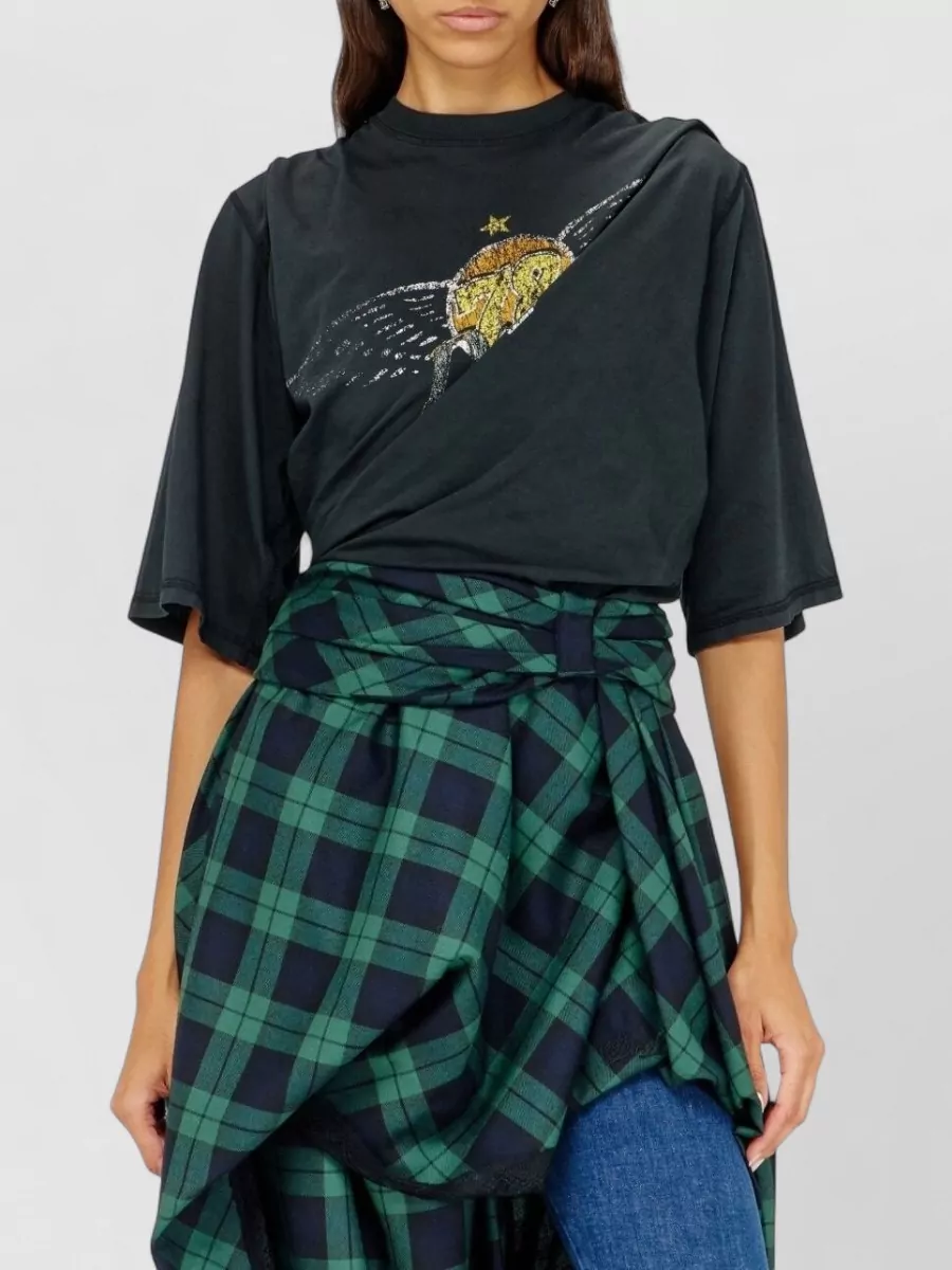 Diesel Cotton Draped Printed T-Shirt