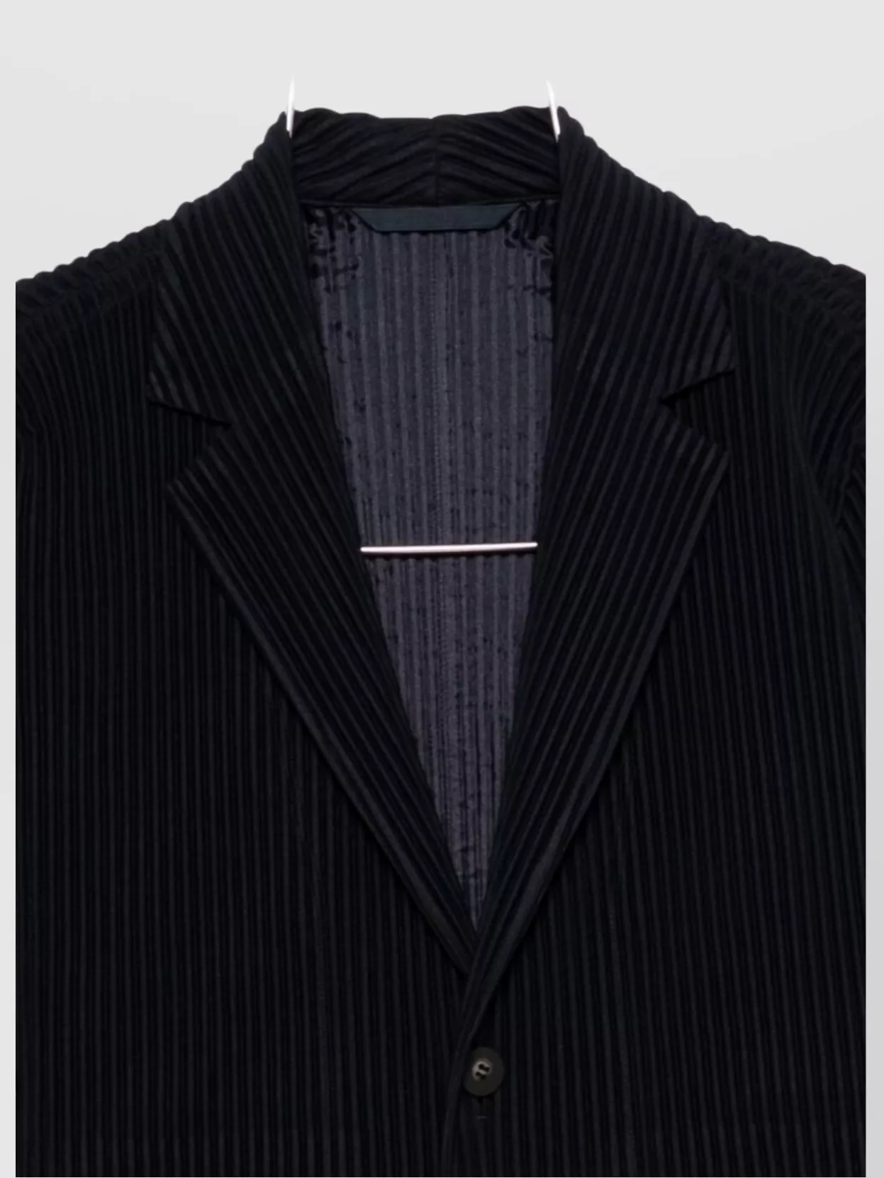 Homme Plisse Issey Miyake Tailored Pinstripe Blazer Notched Lapel