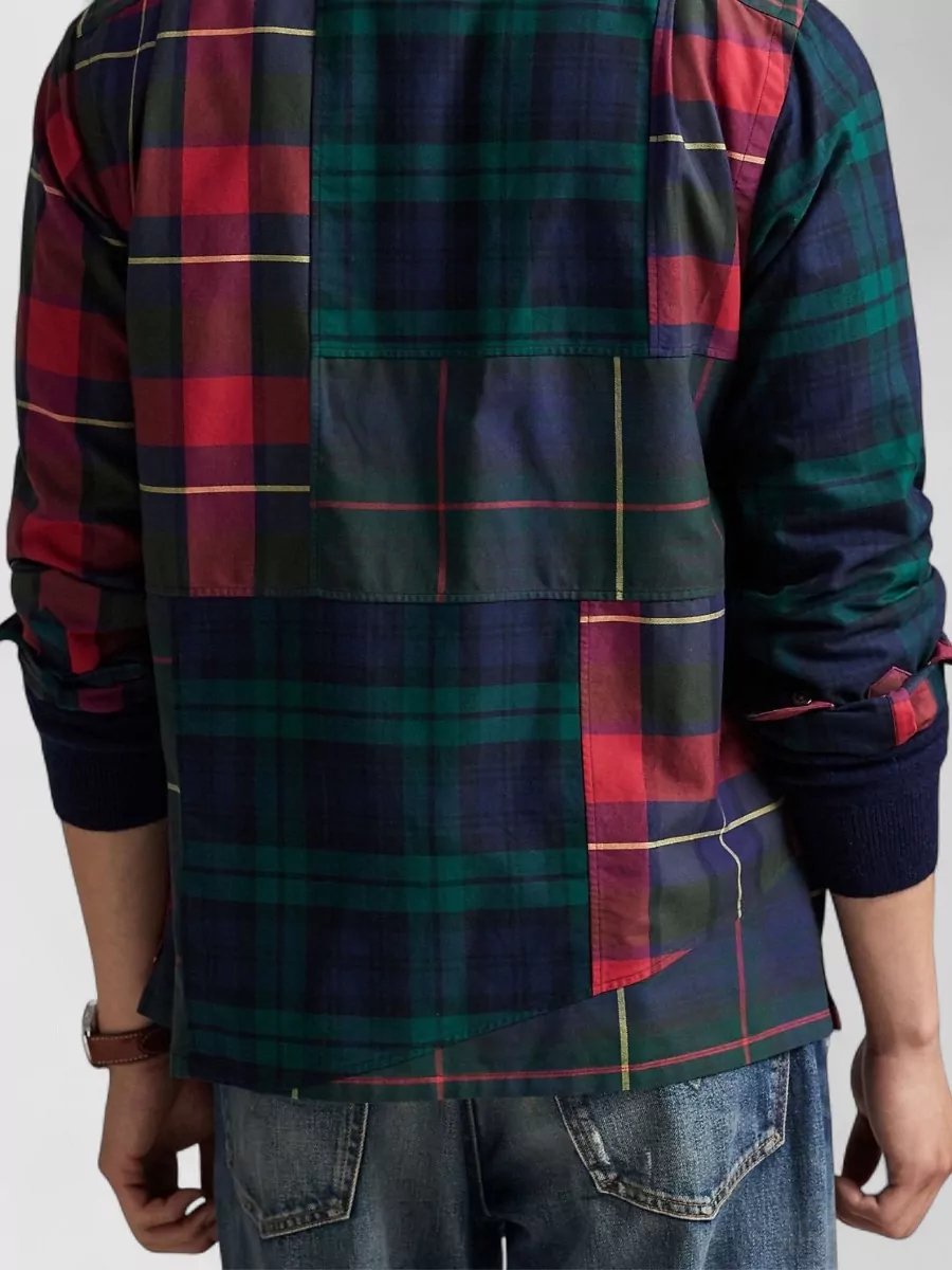 Ralph Lauren Shirt Teddy Bear Print Patchwork Chest Pocket