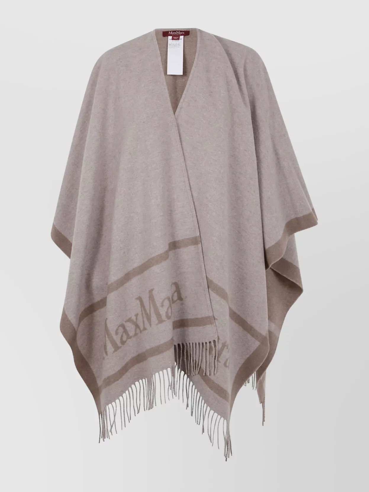 S Max Mara Two-Tone Fringe Trim Cape