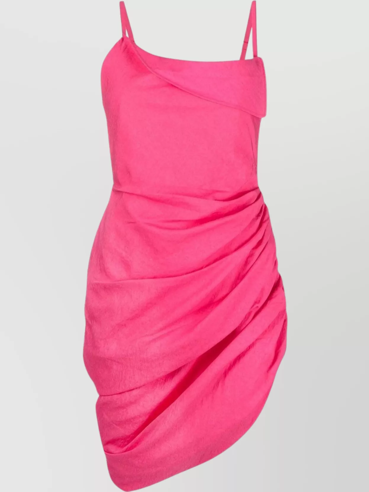 Shop Jacquemus Saudade Asymmetric Hem Backless Cowl Neck Draped Dress In Pink