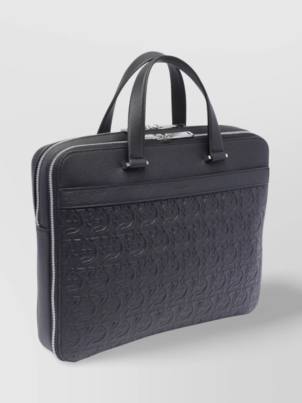 Ferragamo Textured Finish Laptop Bag With Embossed Pattern