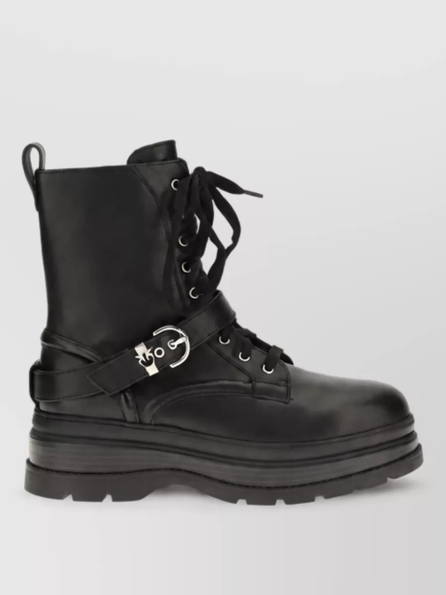 Pinko Calf Leather Lace-Up Ankle Boots