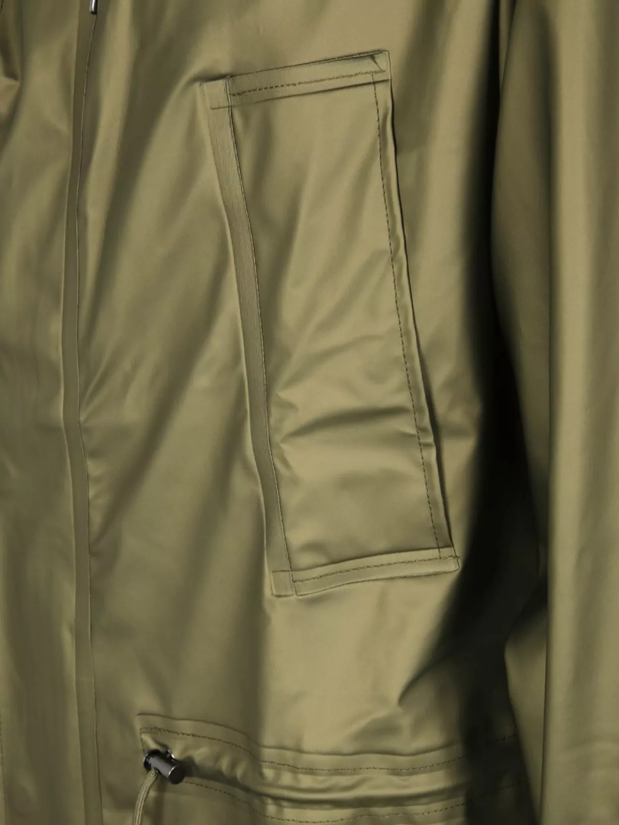 Rains Long Jacket Hood Drawstring Waist