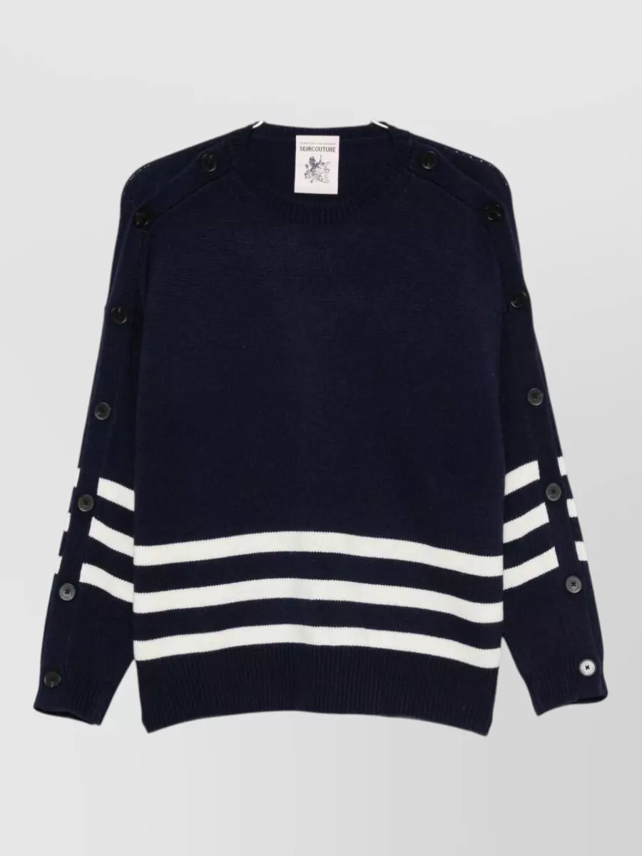 Semicouture striped wool cashmere crew neck jumper