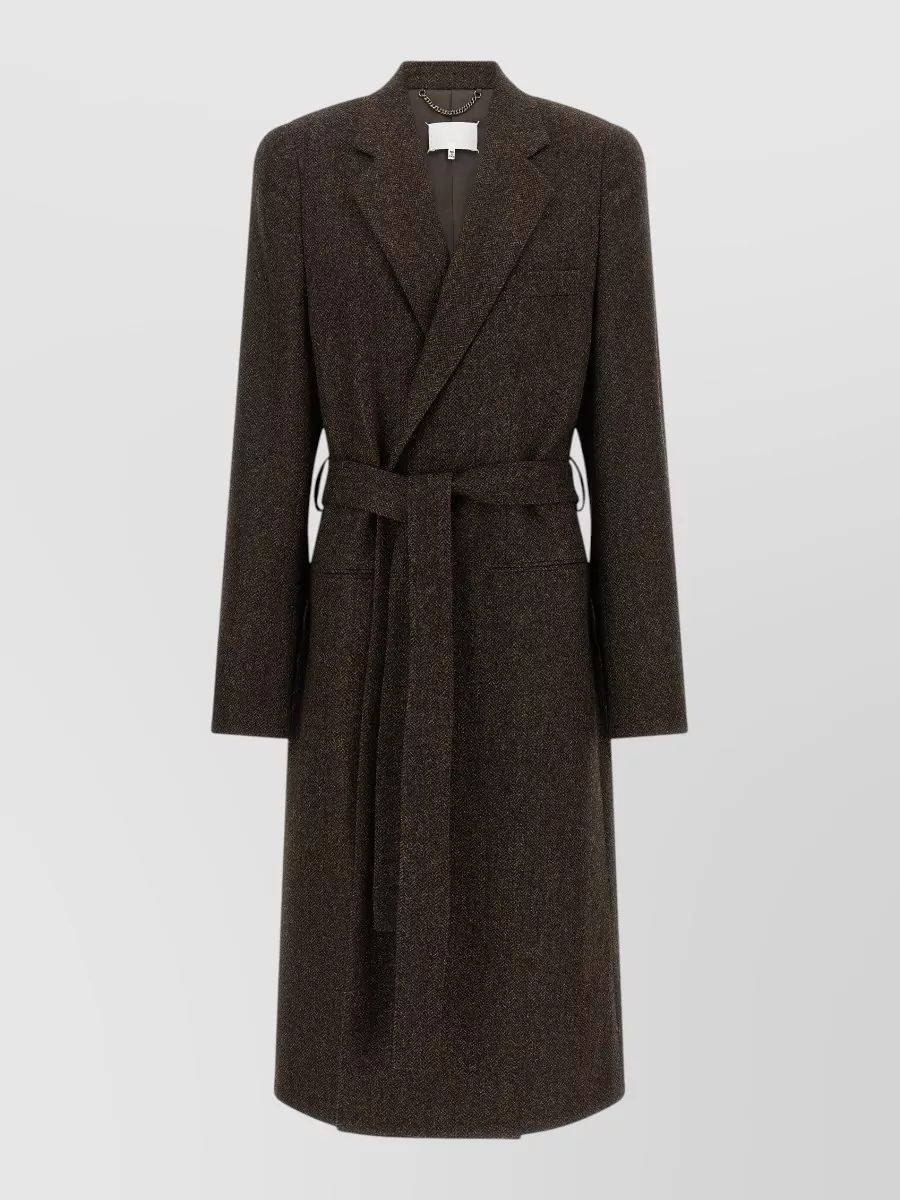 Maison Margiela wool belted herringbone coat