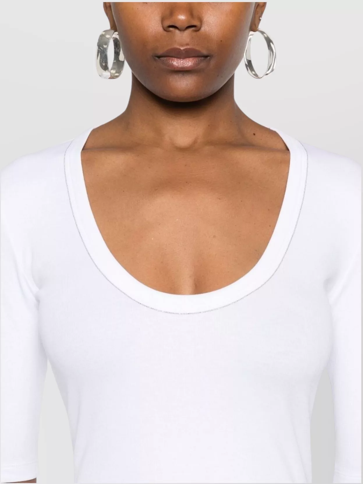 Fabiana Filippi Scoop Neck Stretch Cotton T-Shirt