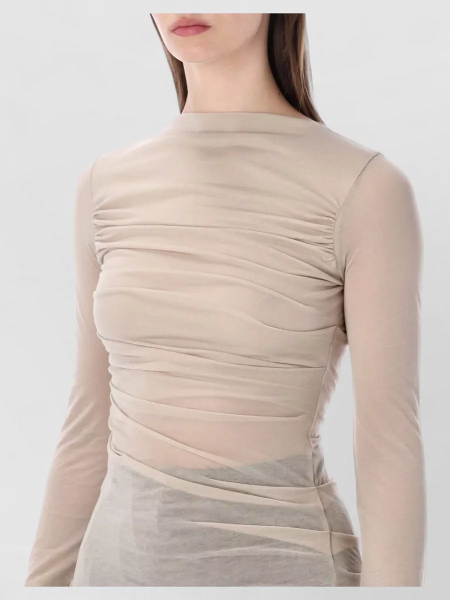 Soeur Draped Long-Sleeve Boat Neck Top