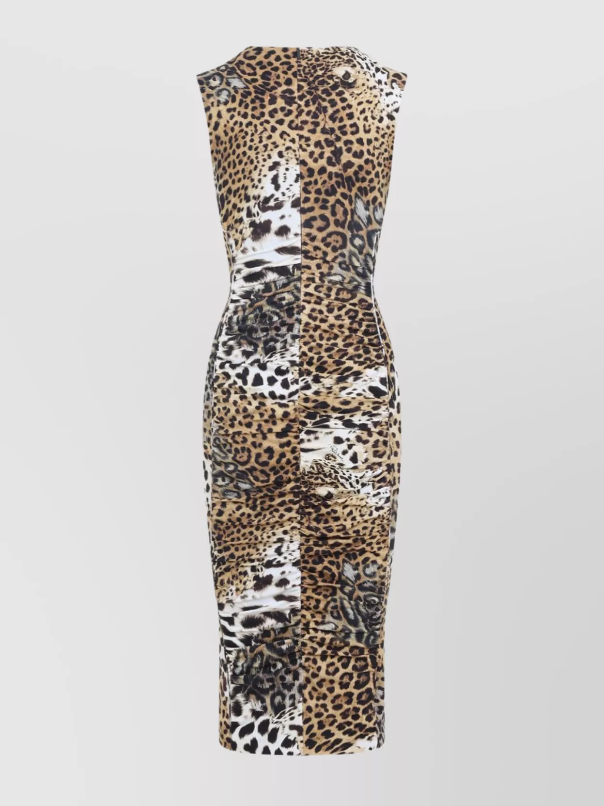 Shop Roberto Cavalli Fitted Animal Print Sleeveless Dress
