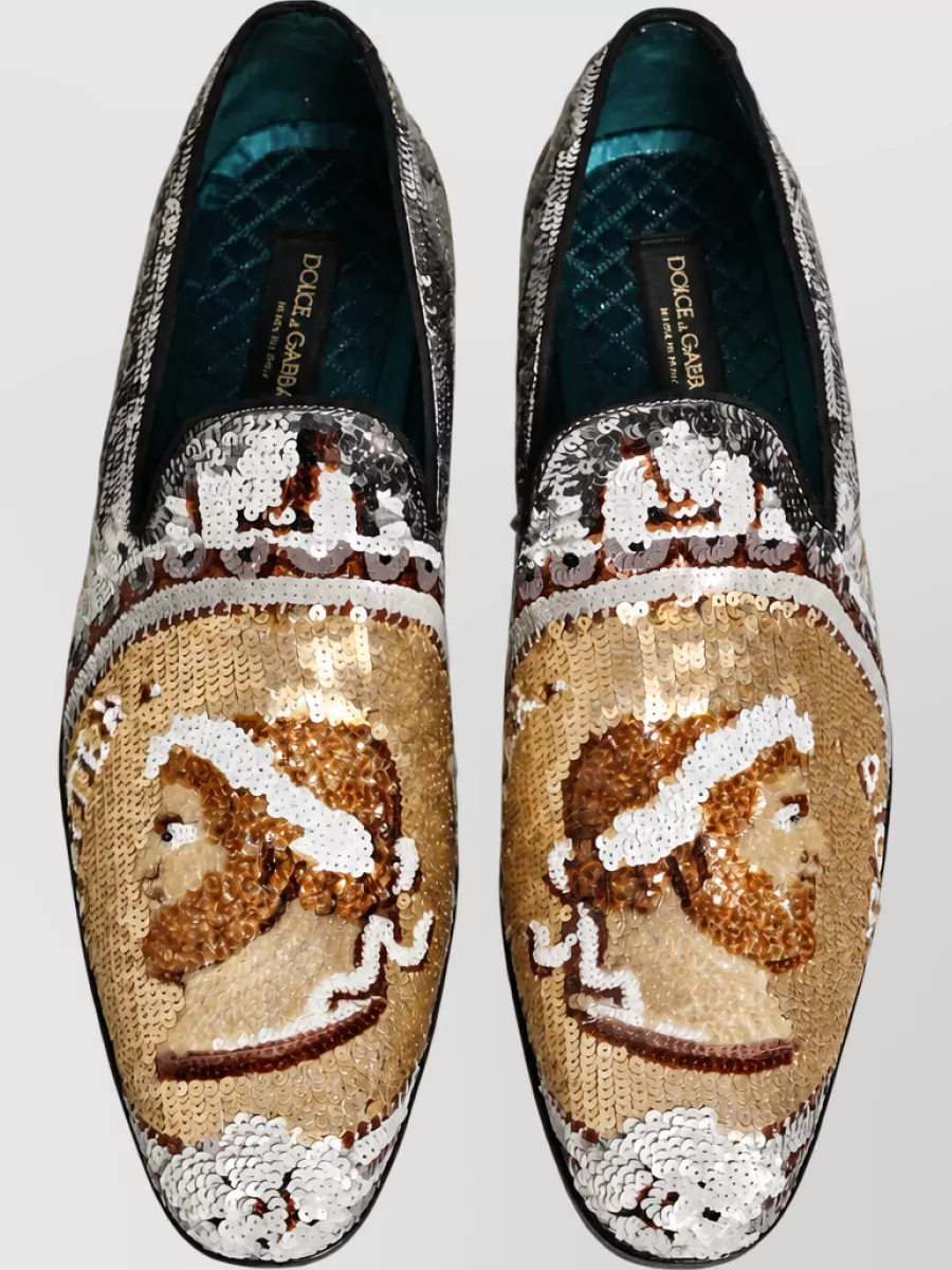 Dolce&Gabbana Leather Sequin Slip-On Slippers