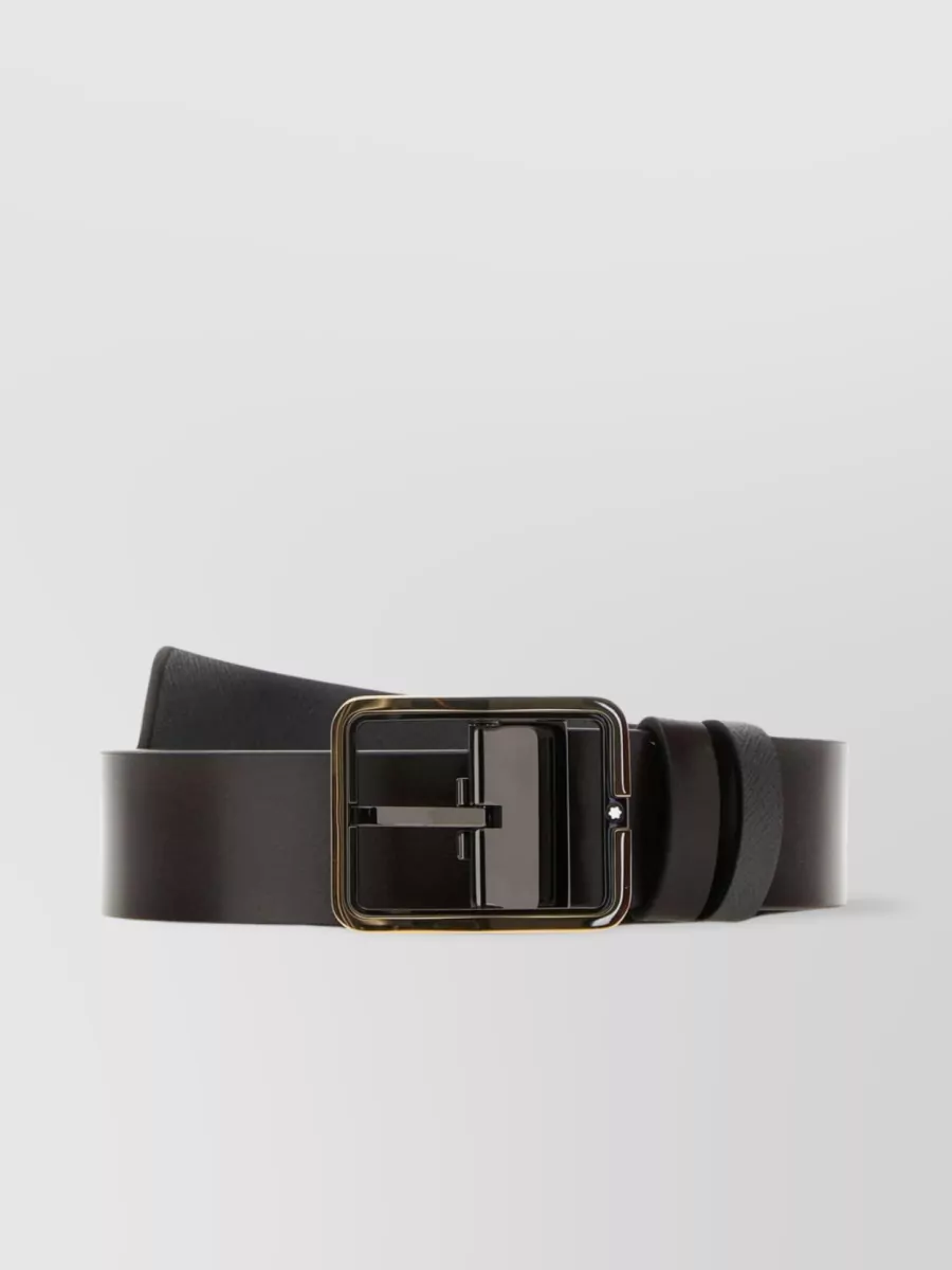 Shop Montblanc Adjustable Length Belt With Gold Hardware In Black