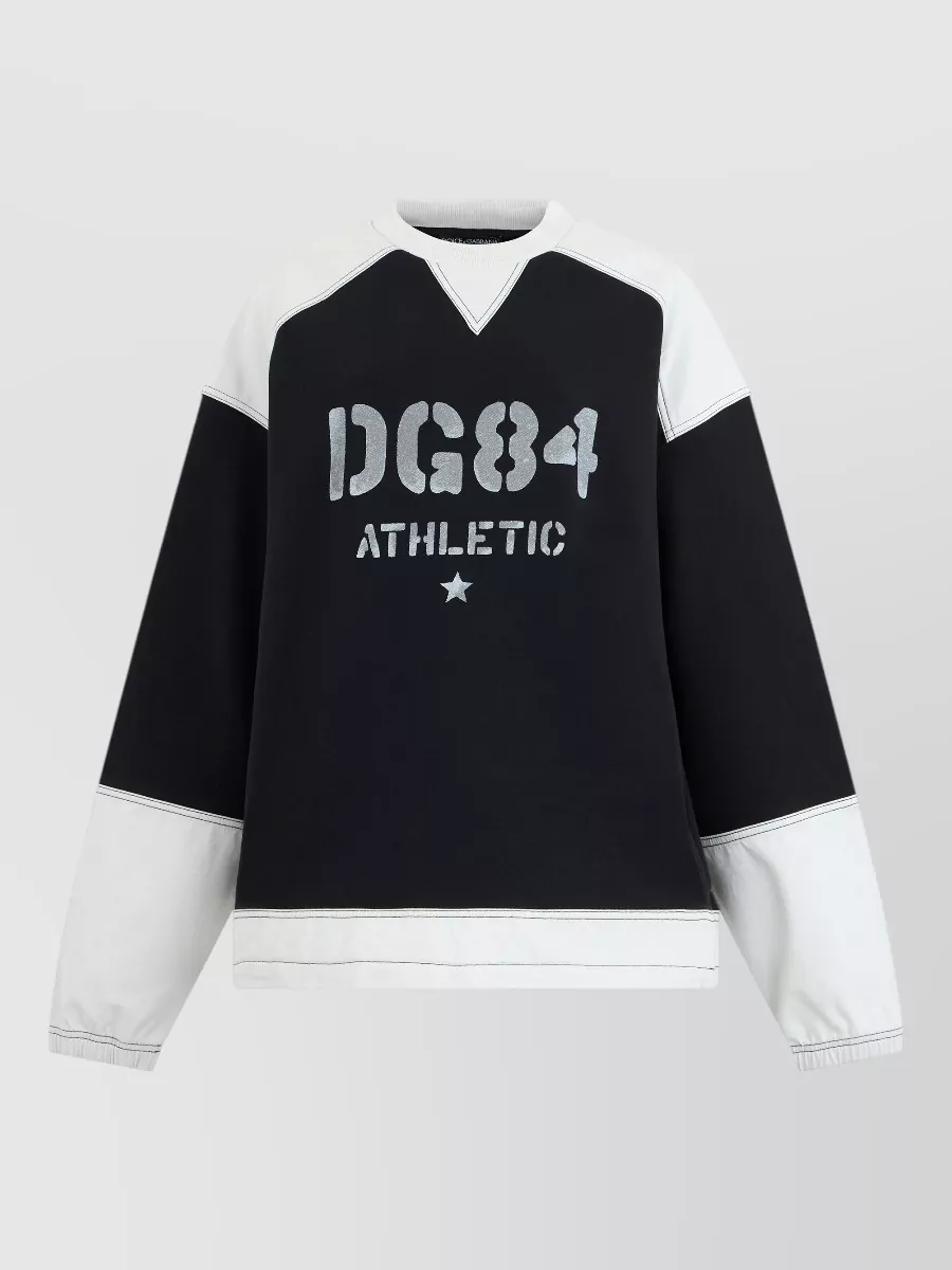 Dolce&Gabbana cotton v-neck long-sleeve logo-print sweatshirt