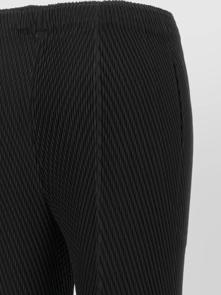 Issey Miyake Cropped Pleated Straight-Leg Pants