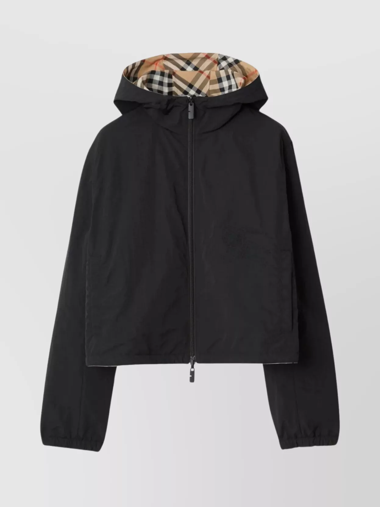 Shop Burberry Checkered Reversible Cropped Jacket